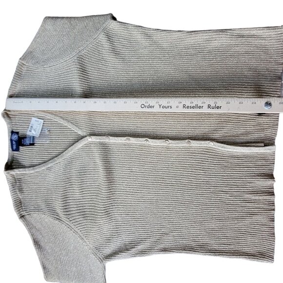 Venezia Jeans Womens Gold Ribbed Cardigan Sweater Size 22/24 NWT - Picture 10 of 13